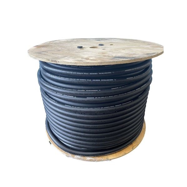 Industrial Choice 3/8 x 700 Ft Reel EPDM Air-Water-Light Chemical 200PSI Hose Black ICH-ER3/8-200BK-700reel-1pc - main